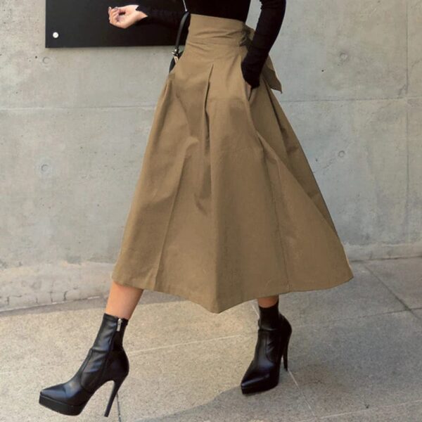 Kinky Cloth High Waist Bow Long Skirt