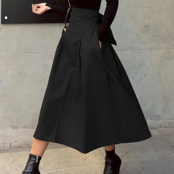 Kinky Cloth High Waist Bow Long Skirt