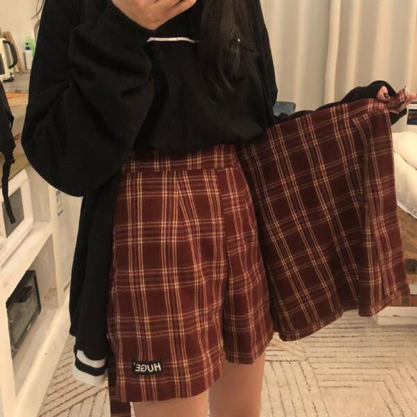 Kinky Cloth 349 High Waist Plaid College Mini Skirts