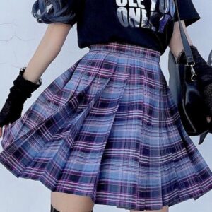 Kinky Cloth High Waist Plaid Pleated Skirts