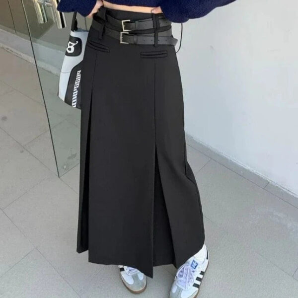 Kinky Cloth High Waist Pleated Long Skirt