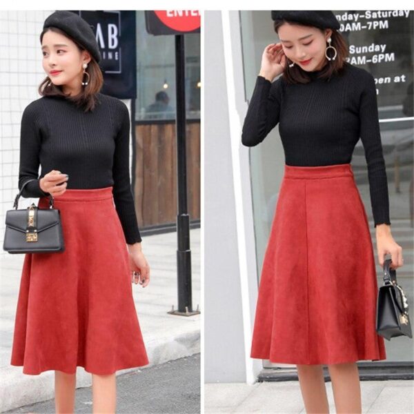 Kinky Cloth 349 High Waist Suede Midi Skirt