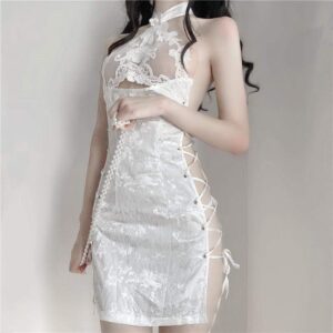 Kinky Cloth 200003986 White / M Hollow Lace Side Tie Cheongsam