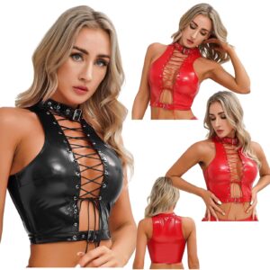 Kinky Cloth Hollow Out Eyelet Lace-Up Vest