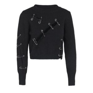 Kinky Cloth black / S Hollow Out Pin Knit Sweater