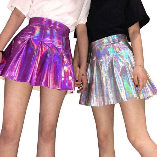 Kinky Cloth Skirt Holographic Futuristic Pleated Skirt