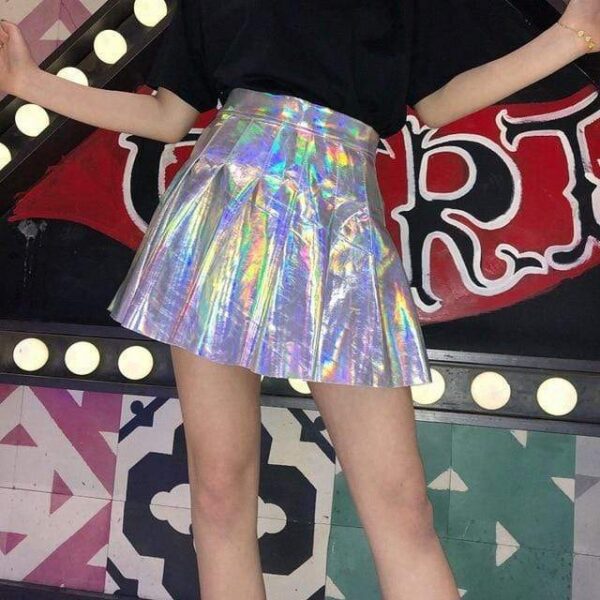 Kinky Cloth Skirt Holographic Futuristic Pleated Skirt