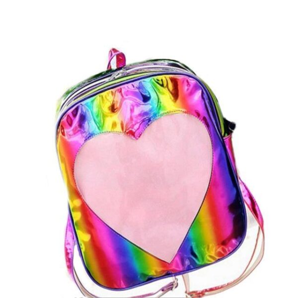 Kinky Cloth backpack Rainbow / 14 Inches Holographic Jelly Heart Backpack