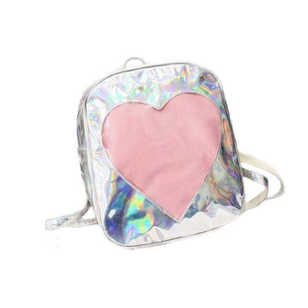 Kinky Cloth backpack Silver / 14 Inches Holographic Jelly Heart Backpack