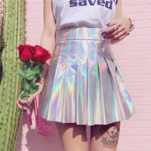 Kinky Cloth swim suit S Holographic Pleated Skirt