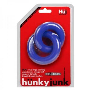 Blue Ox Designs, Oxballs Men's Toys Hunkyjunk Duo Linked Cock/ball Rings, Cobalt