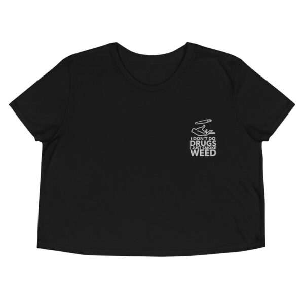 Kinky Cloth Black / S I Don't Do Drugs I Just Smoke Weed Embroidered Crop Top