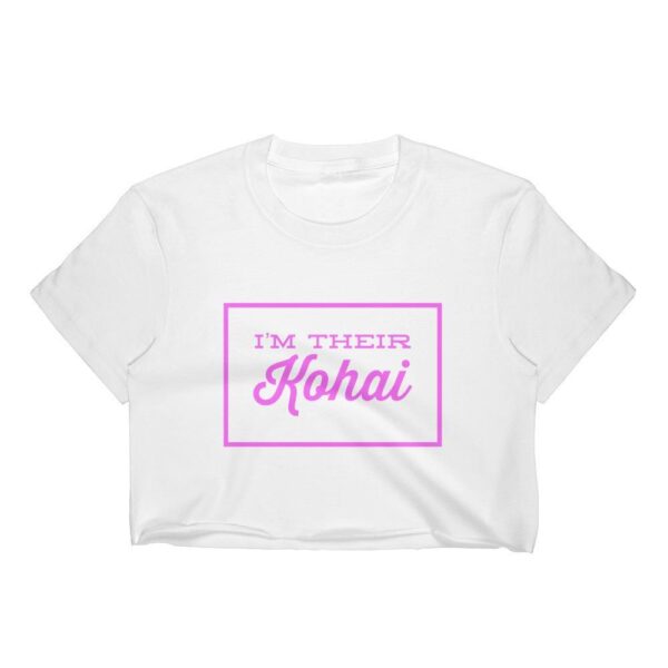 Kinky Cloth Top Crop Top - S / White/ Pink Font I'm Their Kohai Top