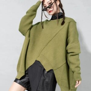 Kinky Cloth Irregular Big Size Knitting Sweater