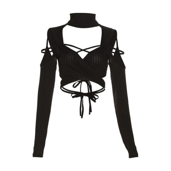 Kinky Cloth Black / S Irregular Cut Out Bandage Top