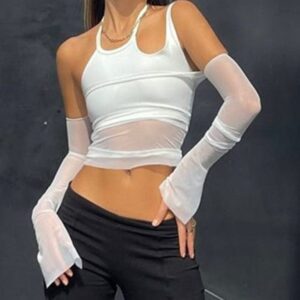 Kinky Cloth Irregular Cutout Halter Crop Top