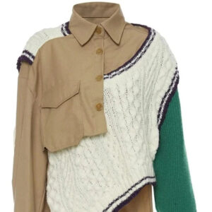 Kinky Cloth Irregular Knitting Lapel Sweater