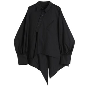 Kinky Cloth Black / One Size Irregular Lapel Loose Top