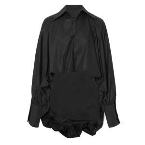 Kinky Cloth Black / S Irregular Long Back Large Top