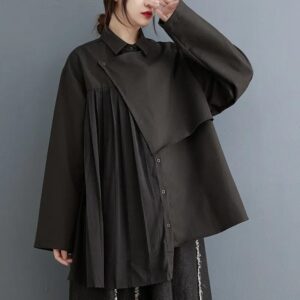 Kinky Cloth Irregular Pleated Big Size Blouse