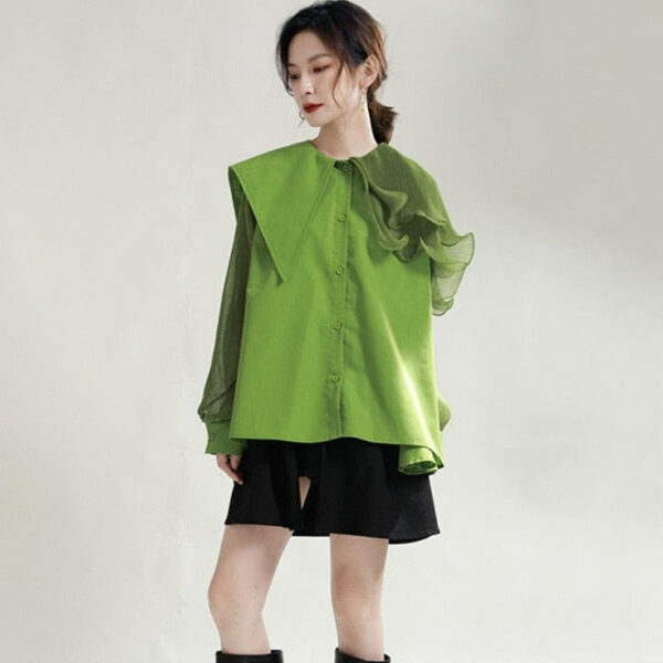 Kinky Cloth Irregular Ruffle Panel Blouse