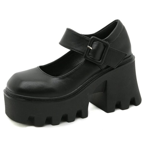 Kinky Cloth PU Leather / 35 Japanese Style Platform Shoes School