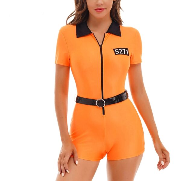 Kinky Cloth Jumpsuit with Belt Prisoner Uniform