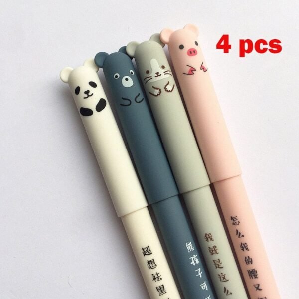 Kinky Cloth 4pcs pen / Black Kawaii Animal Gel Pen 4 Pcs/Set