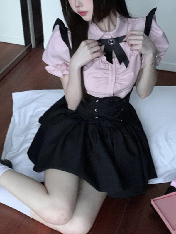 Kinky Cloth Kawaii Blouse＋Suspender Mini Dress