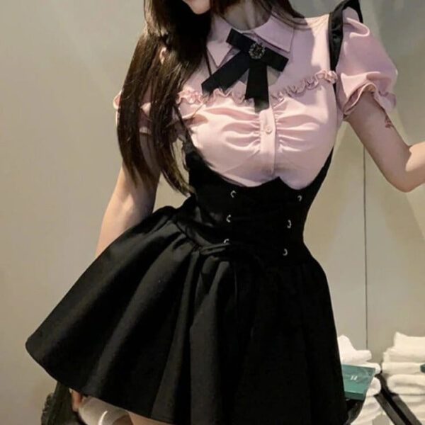 Kinky Cloth Kawaii Blouse＋Suspender Mini Dress