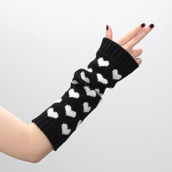 Kinky Cloth Black / Length 29cm Kawaii Heart Arm Sleeve