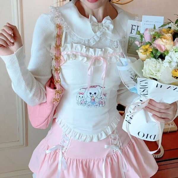 Kinky Cloth Kawaii Lolita Print Bow Vest