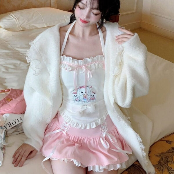 Kinky Cloth Kawaii Lolita Print Bow Vest