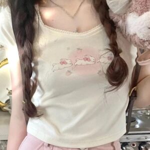 Kinky Cloth Kawaii Print Lace Top