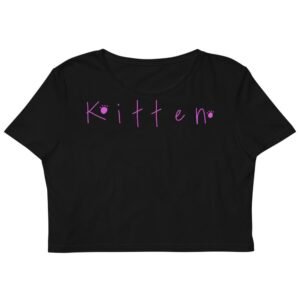 Kinky Cloth XS Kitten text pink Organic Crop Top