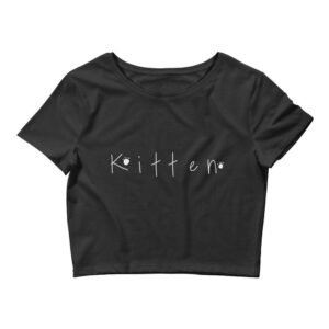 Kinky Cloth Black / XS/SM Kitten text white Cropped Top