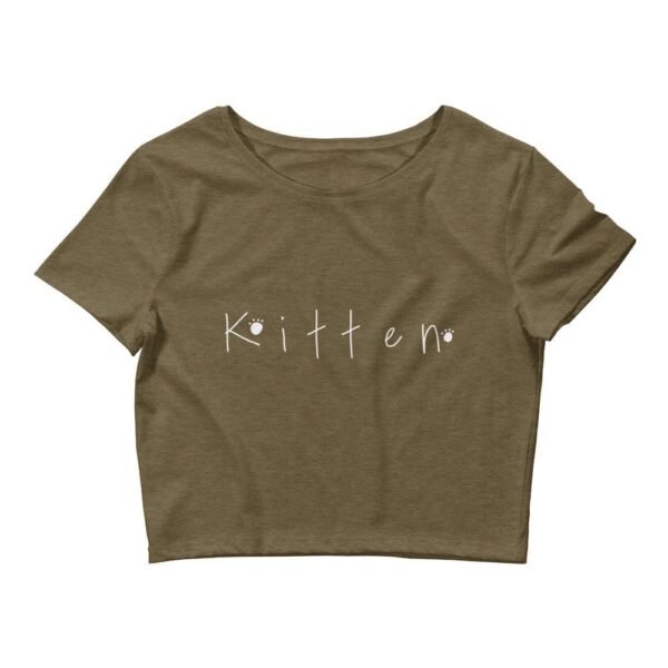 Kinky Cloth Heather Olive / XS/SM Kitten text white Cropped Top