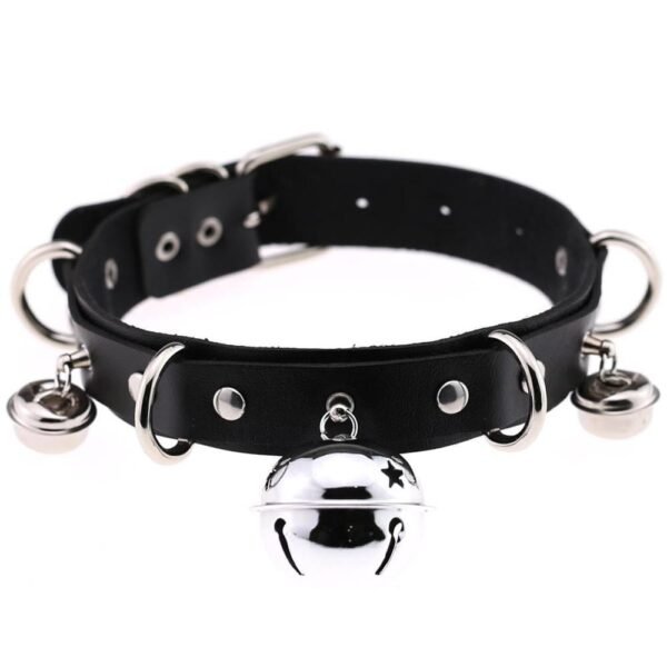 Kinky Cloth Necklace Black Kitty Bell Collar