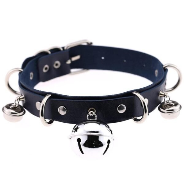 Kinky Cloth Necklace Dark Blue Kitty Bell Collar