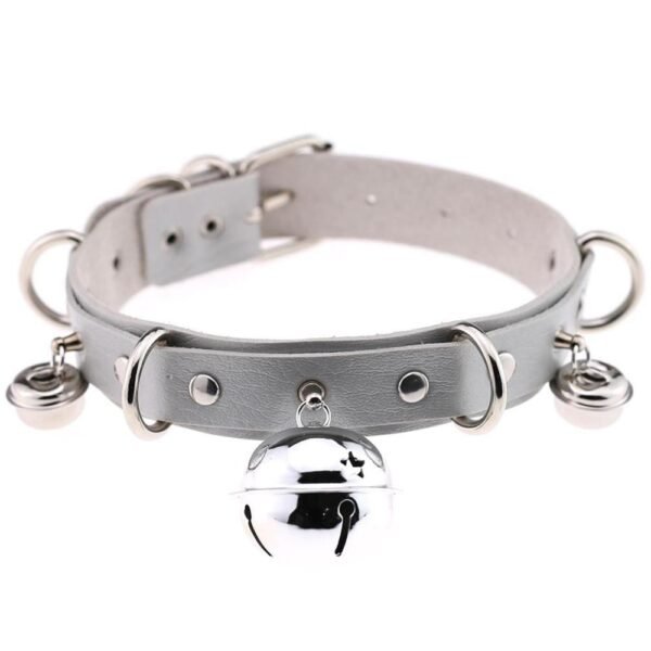 Kinky Cloth Necklace Grey Kitty Bell Collar