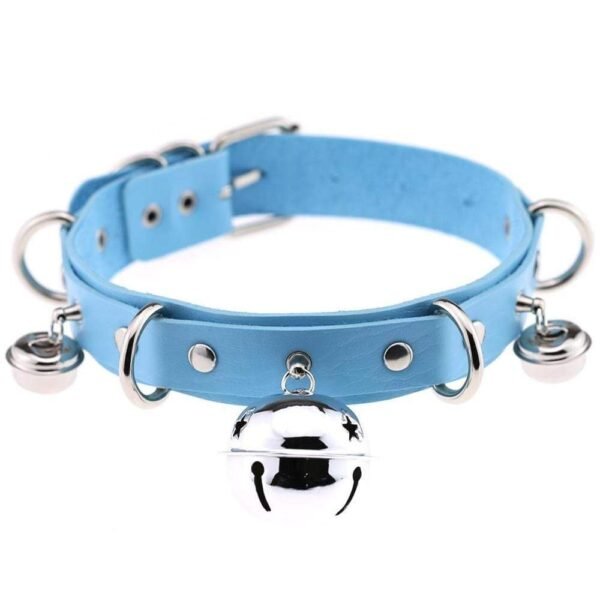 Kinky Cloth Necklace Light Blue Kitty Bell Collar