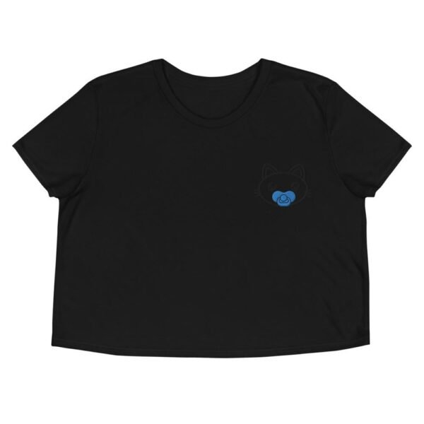 Kinky Cloth Black / S Kitty Paci Blue Embroidered Crop Top