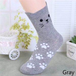 Kinky Cloth Socks Gray / One Size Kitty Paw Print Socks