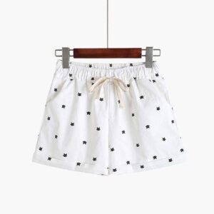 Kinky Cloth White / One Size Kitty Print Pastel Shorts