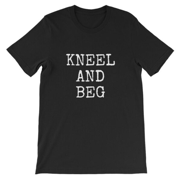 Kinky Cloth Top Crop Top - S / Black/ White Font Kneel and Beg Top