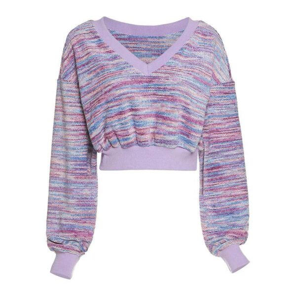 Kinky Cloth 201240203 Purple / S Knitted Long Sleeve Crop Top Sweater