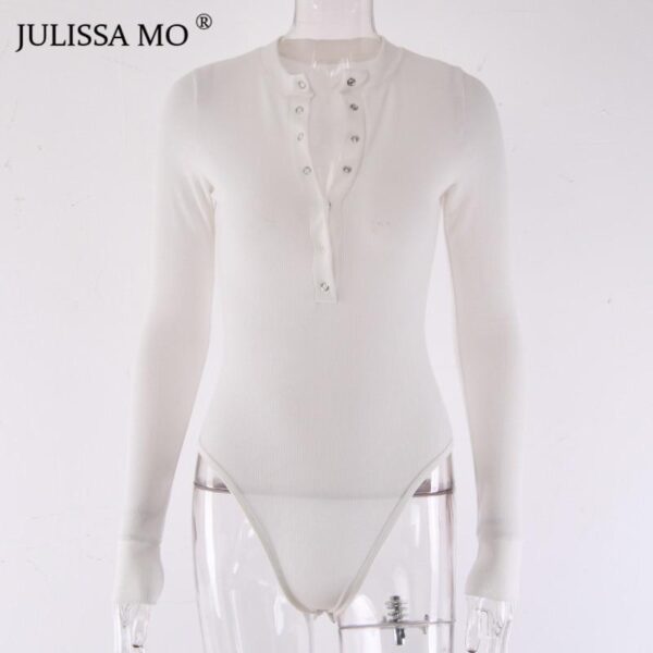 Kinky Cloth Bodysuit White / L Knitted V Neck Bodysuit