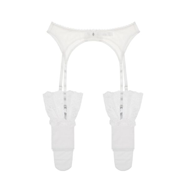 Kinky Cloth White / L Lace Garter Belt Thigh-High Stockings