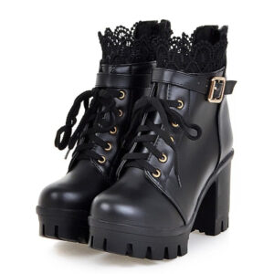 Kinky Cloth Lace Platform Ankle Boots