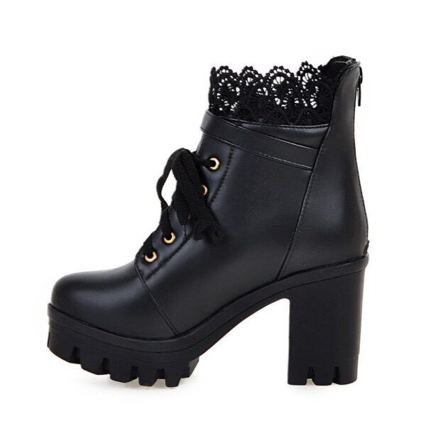 Kinky Cloth Lace Platform Ankle Boots